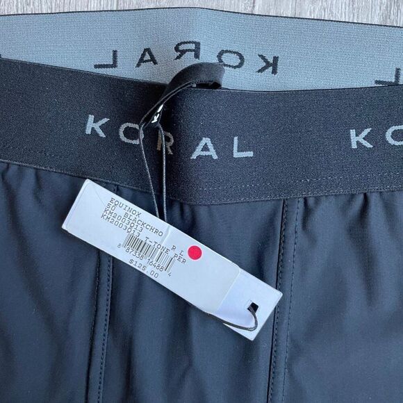 Koral Mens Athletic Performace Tights Size Large Black Gray Cropped - Picture 3 of 4